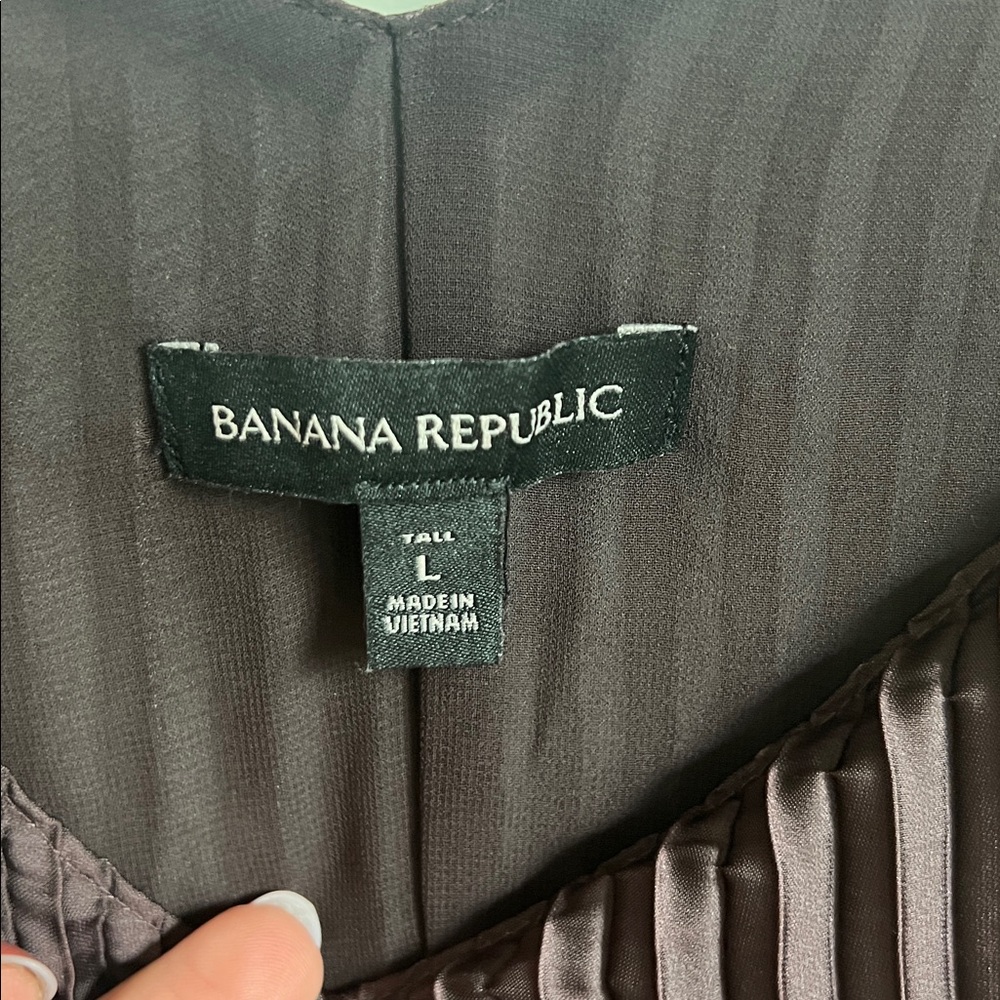 🪅Banana Republic Brown/Orange Ombré Pleated Midi Dress Spaghetti Straps L Tall - Picture 10 of 13